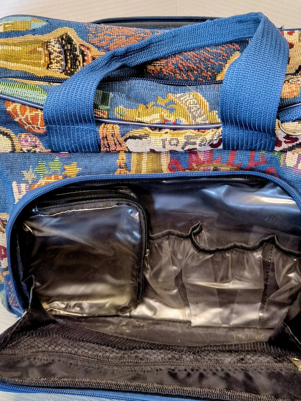 Las Vegas Printed Blue Travel Duffle Bag